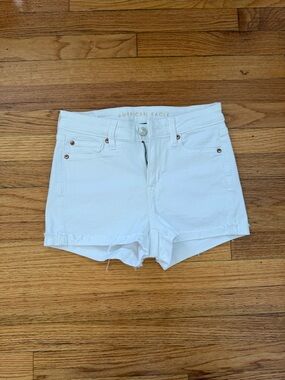 American Eagle White High-Rise Denim Shorts
